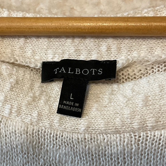 TALBOTS sz Large Boatneck Sweater Stripes White Red Mustard - Picture 4 of 5